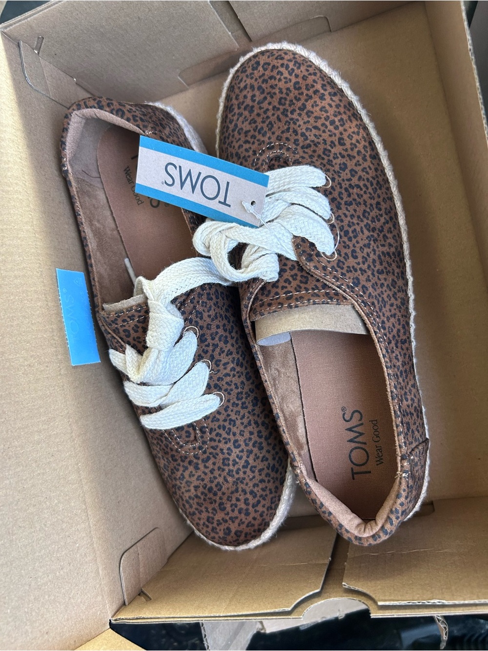 TOMS Women’s Leopard Print Espadrille Sneakers with Cream Laces